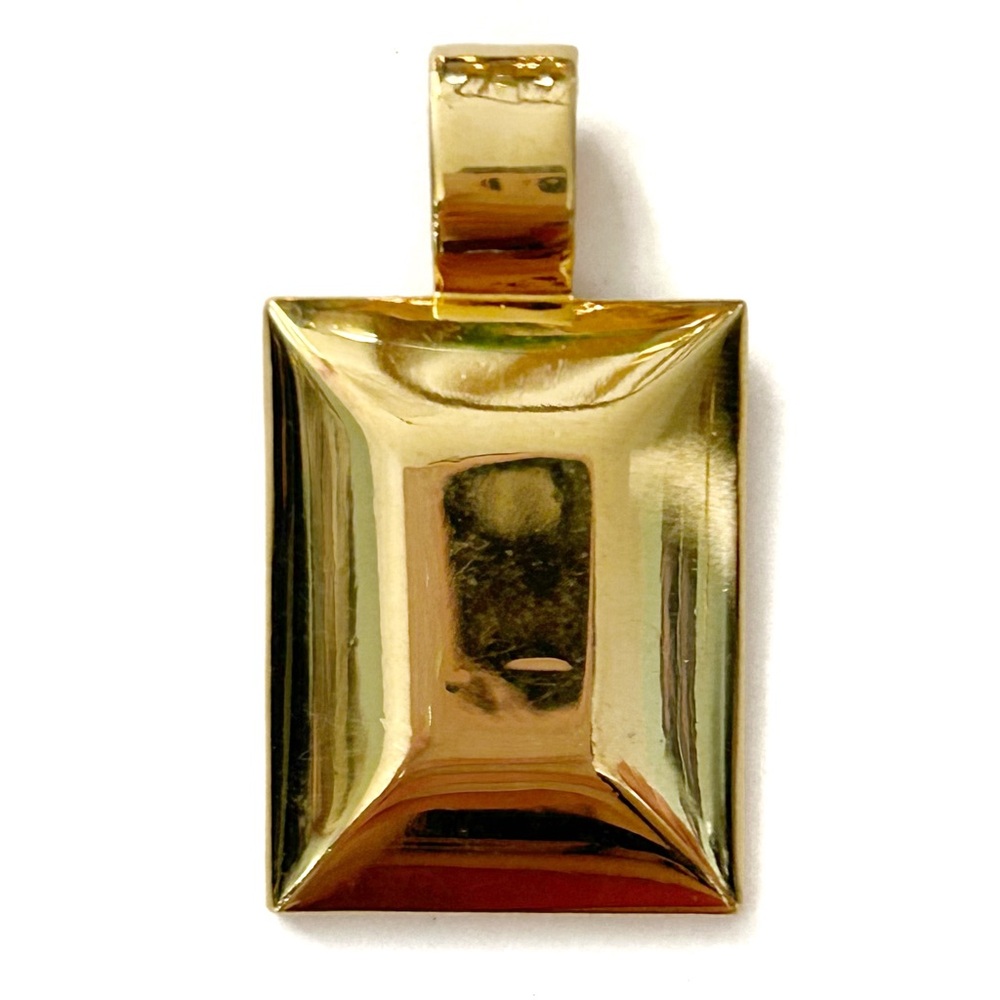 Premier Design Agenda Gold Tone Rectangle Necklace Pendant 1.5" Signed Classy